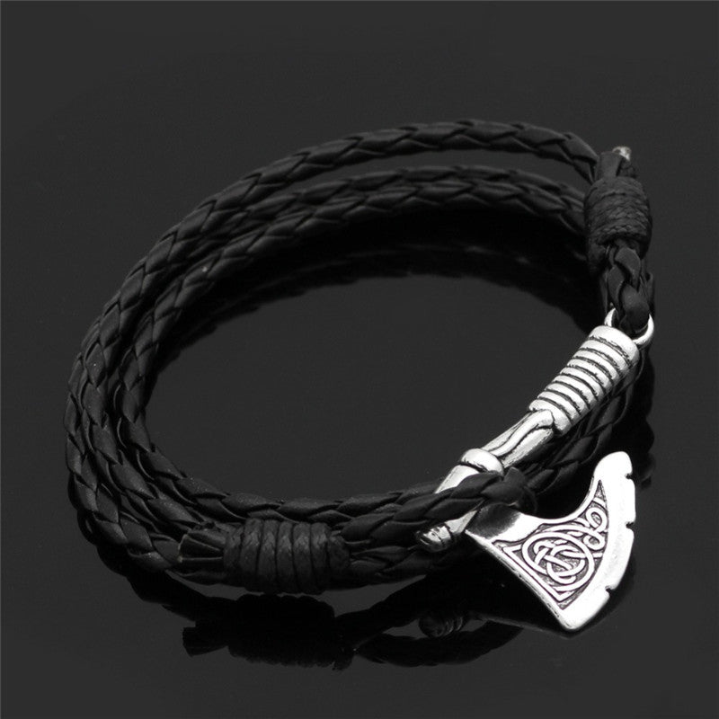 Men Casual Axe Leather Multi-layer Bracelet