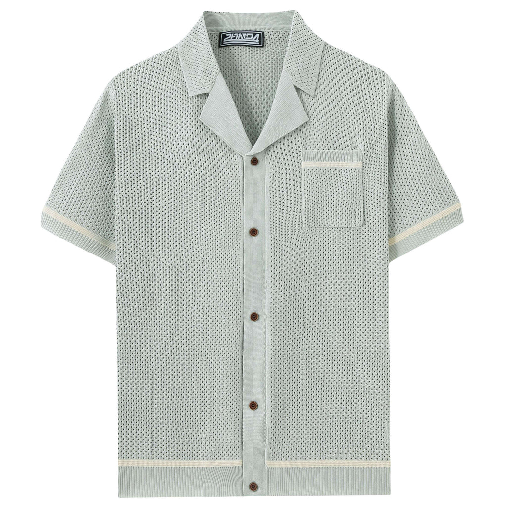 Mens Summer Casual Hollow-Out Knit Top