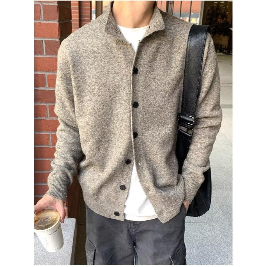 Mens Casual Halfcollar Buttonup Cardigan Sweater