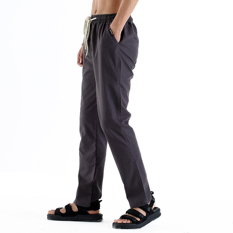 Fashion Casual Cotton And Linen Baggy Pants Men