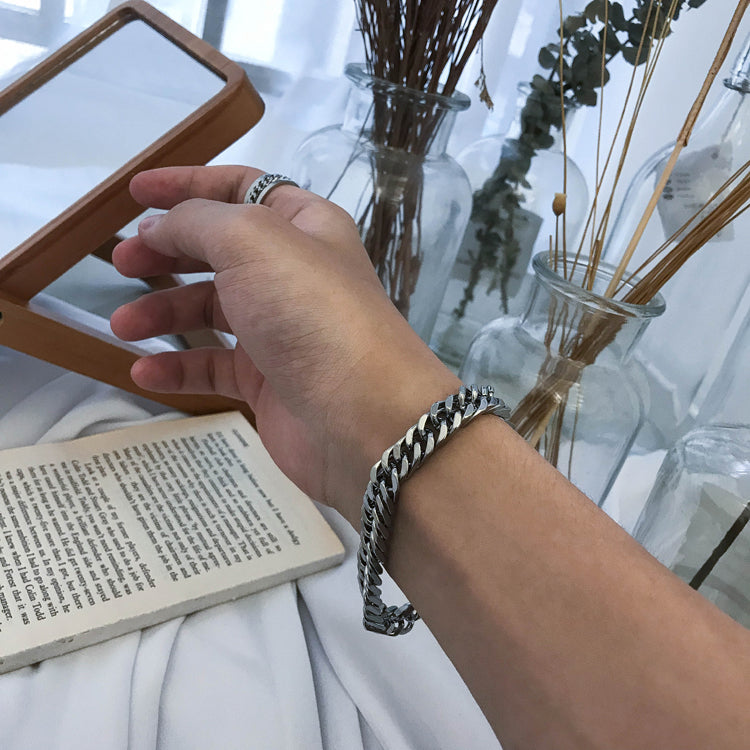 19 Studio Korea Ins Korean Version Of Simple Couple Jewelry Bracelet Snake Bone Chain Metal Titanium Steel Bracelet Men And Women