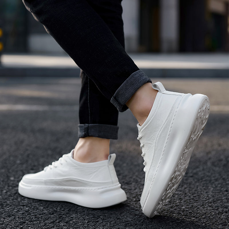 Men’s High-Top White Casual Sneakers – Korean Trend