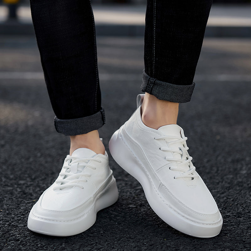 Men’s High-Top White Casual Sneakers – Korean Trend
