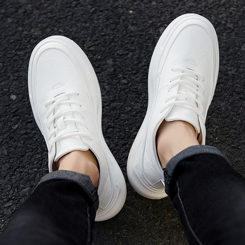 Men’s High-Top White Casual Sneakers – Korean Trend