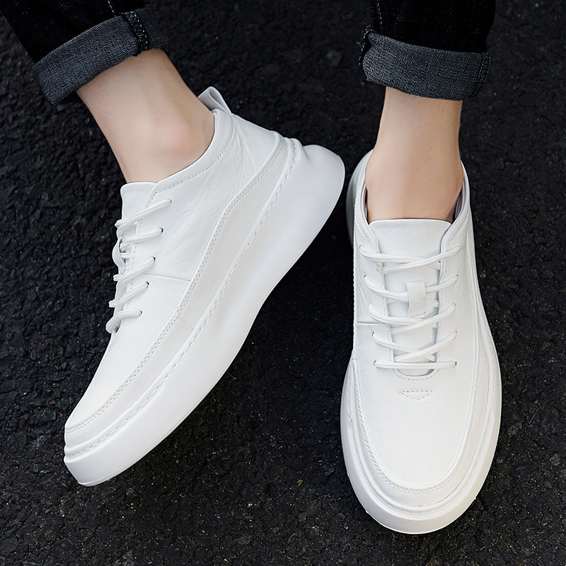 Men’s High-Top White Casual Sneakers – Korean Trend