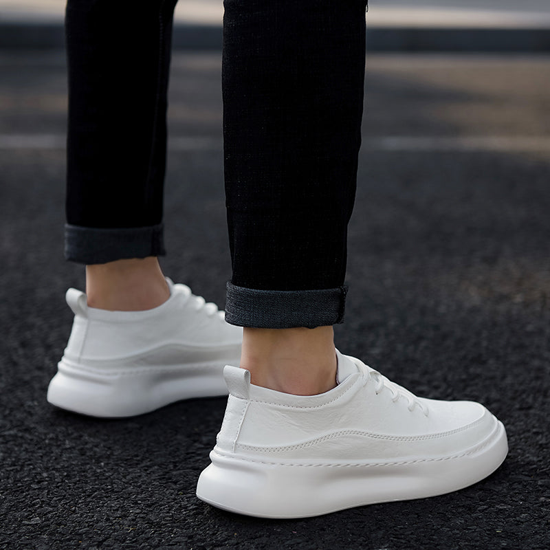 Men’s High-Top White Casual Sneakers – Korean Trend