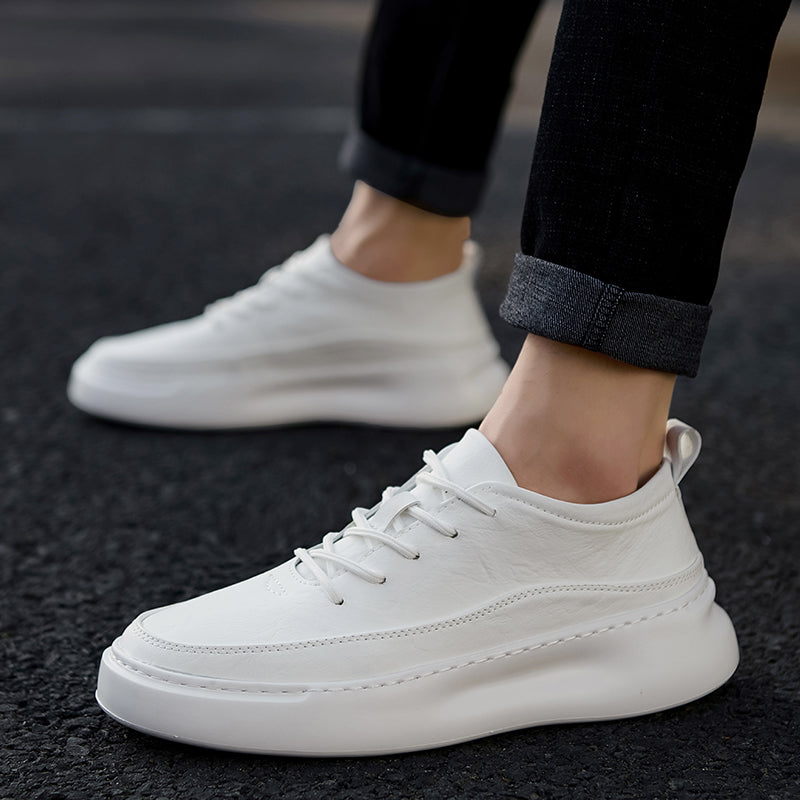 Men’s High-Top White Casual Sneakers – Korean Trend