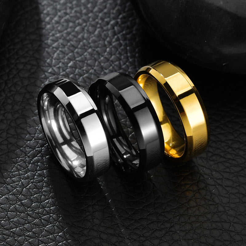 Stainless Steel Ring for unisex Fashion Gold Color Finger Rings Wedding Band Jewelry Gift