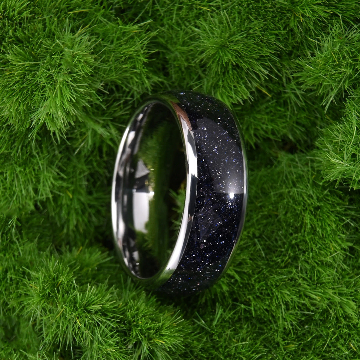 8mm Starry Sky Tungsten Steel Ring Couple
