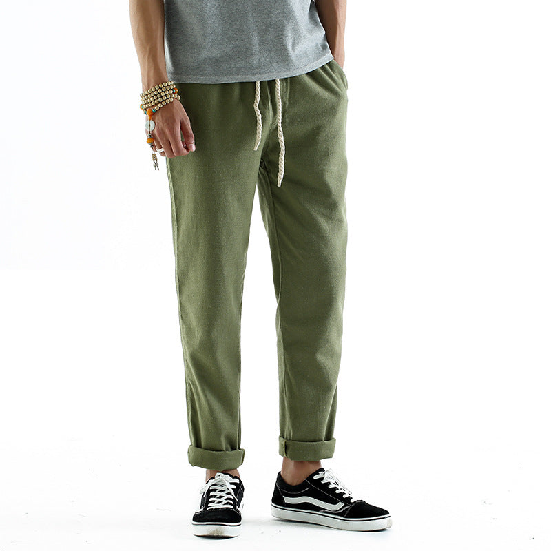Fashion Casual Cotton And Linen Baggy Pants Men