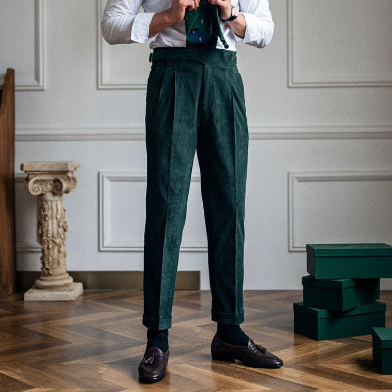 Corduroy Straight High Waist Casual Pants Men
