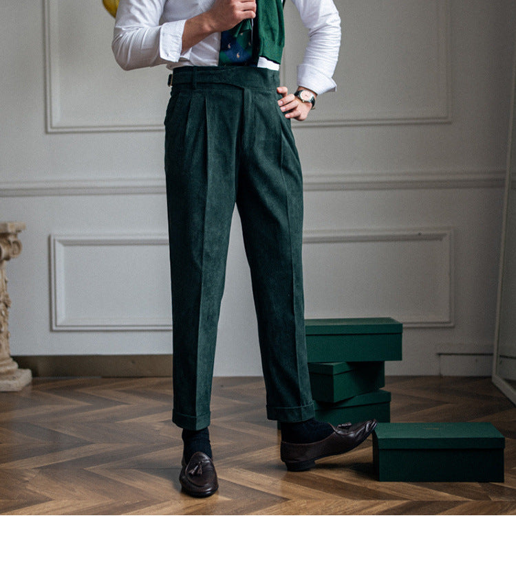 Corduroy Straight High Waist Casual Pants Men
