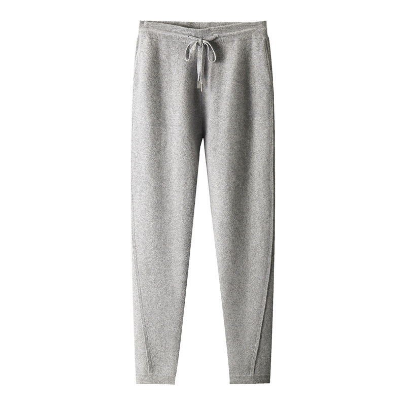 Fall Winter Men Solid Color Cashmere Pants