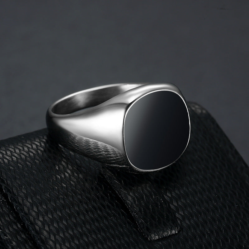 Square Black Mens Ring
