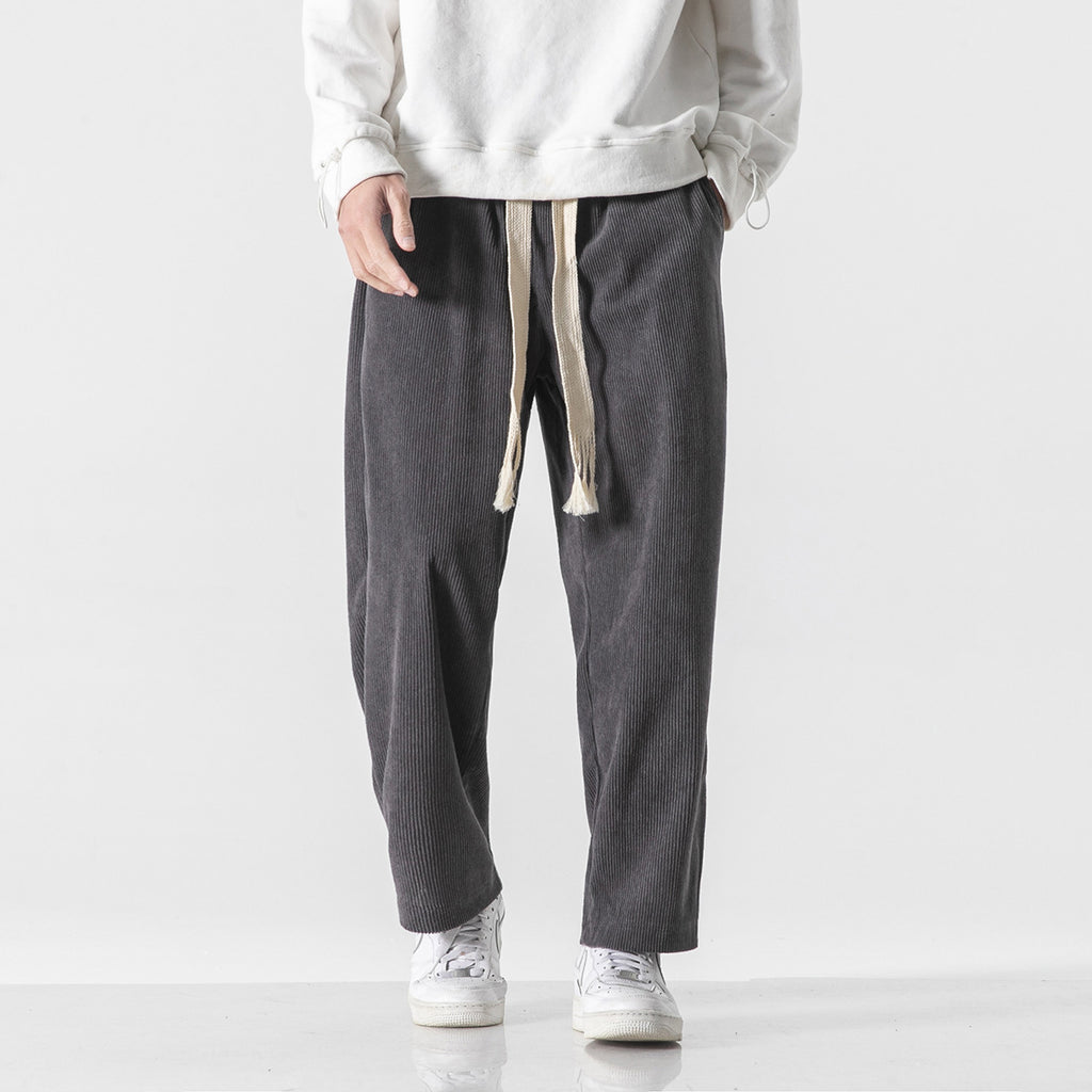 Mens Corduroy Trendy Pants With Braided Drawstring