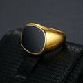 Square Black Mens Ring