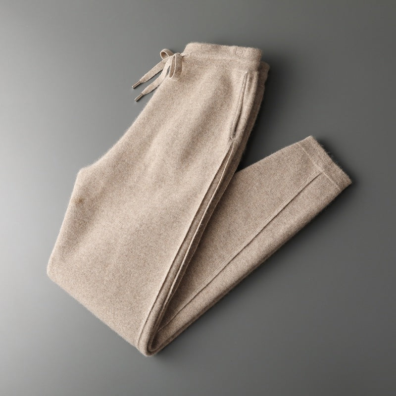 Fall Winter Men Solid Color Cashmere Pants