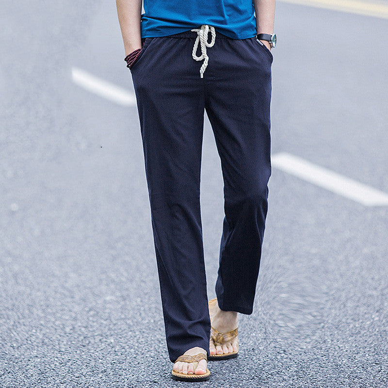 Fashion Casual Cotton And Linen Baggy Pants Men