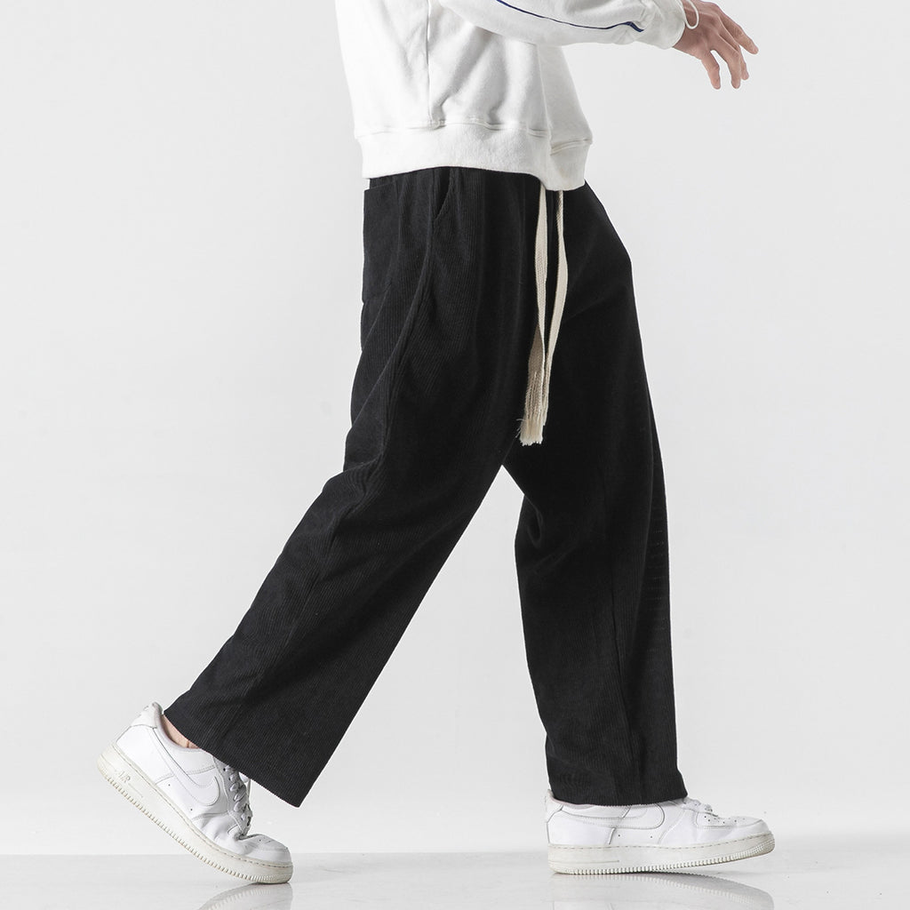 Mens Corduroy Trendy Pants With Braided Drawstring