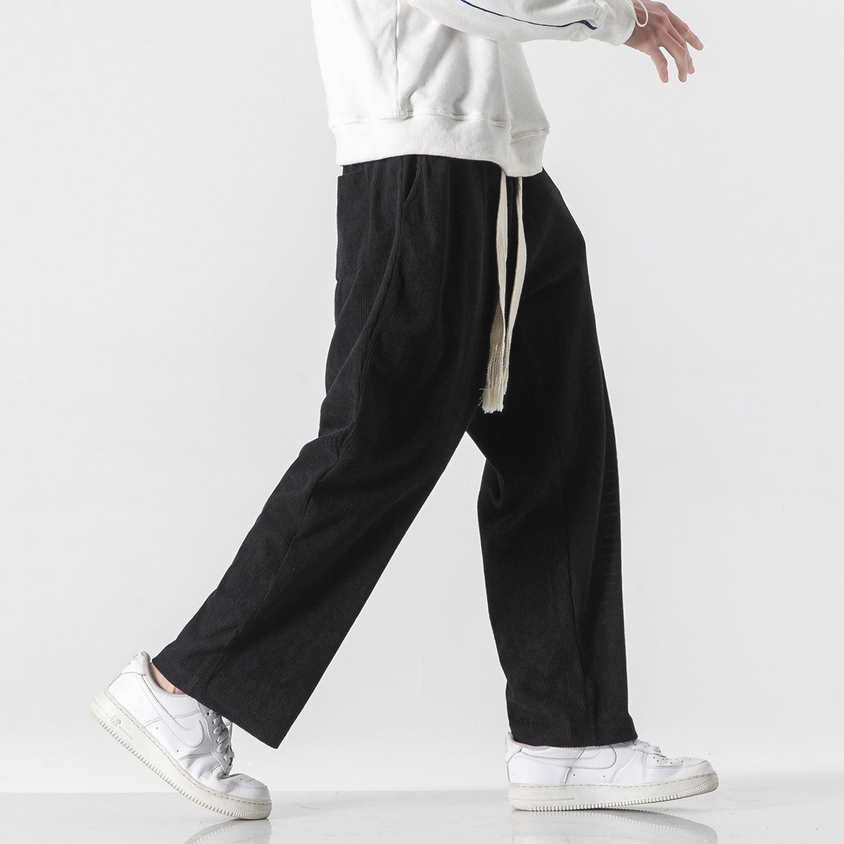 Mens Corduroy Trendy Pants With Braided Drawstring