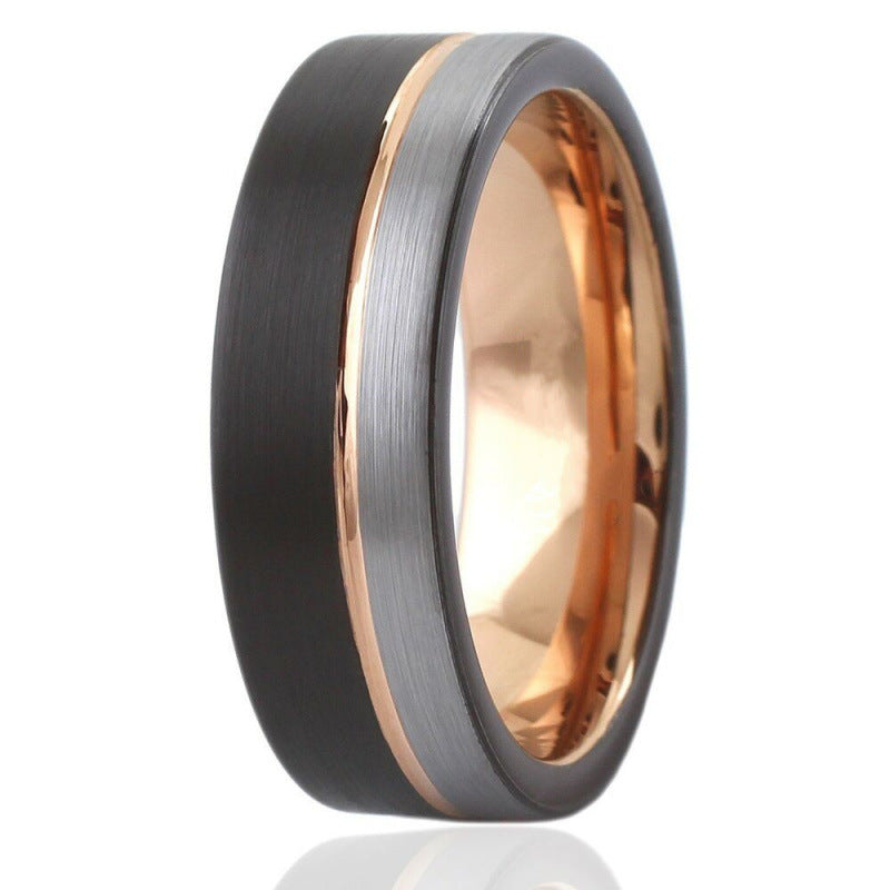 Trendy 8mm Black Tungsten Carbide Wedding Rings For Men
