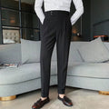 Casual Straight-leg Mens Cropped Suit Pants