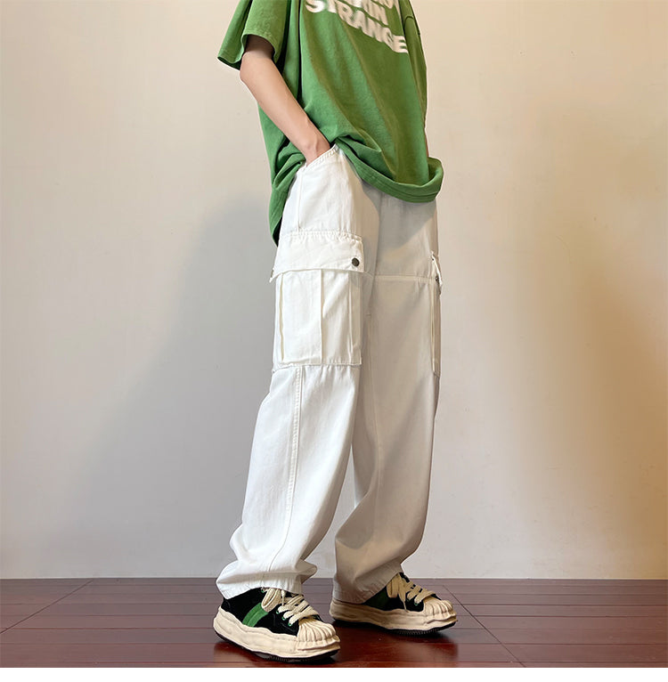 High Street Men Straight Loose Wide Leg Pants