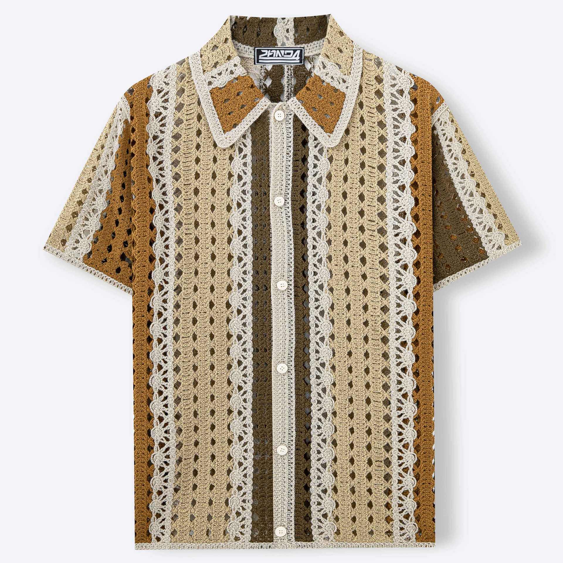 Mens Fashionable Water-Soluble Crochet Knit Sweater