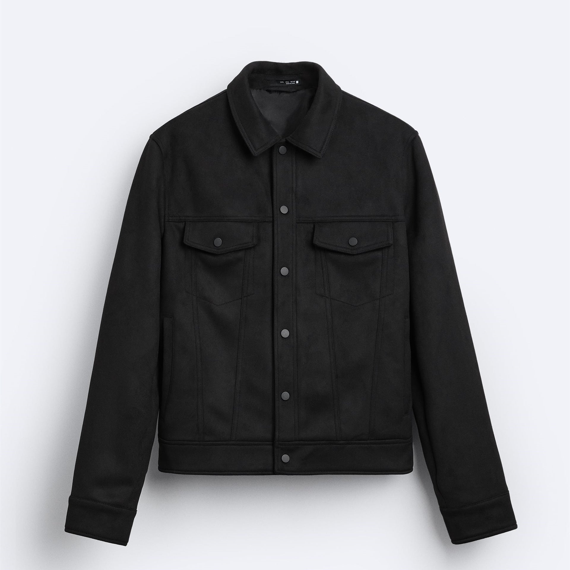 Mens Suede-Effect Lapel Jacket Coat