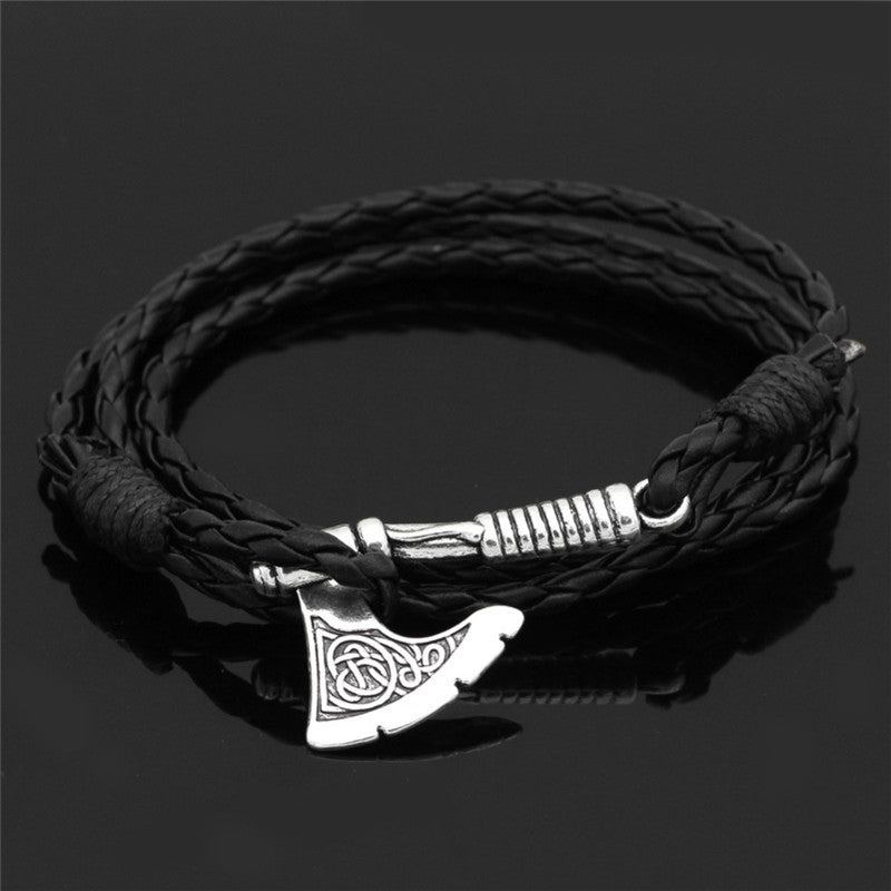 Men Casual Axe Leather Multi-layer Bracelet