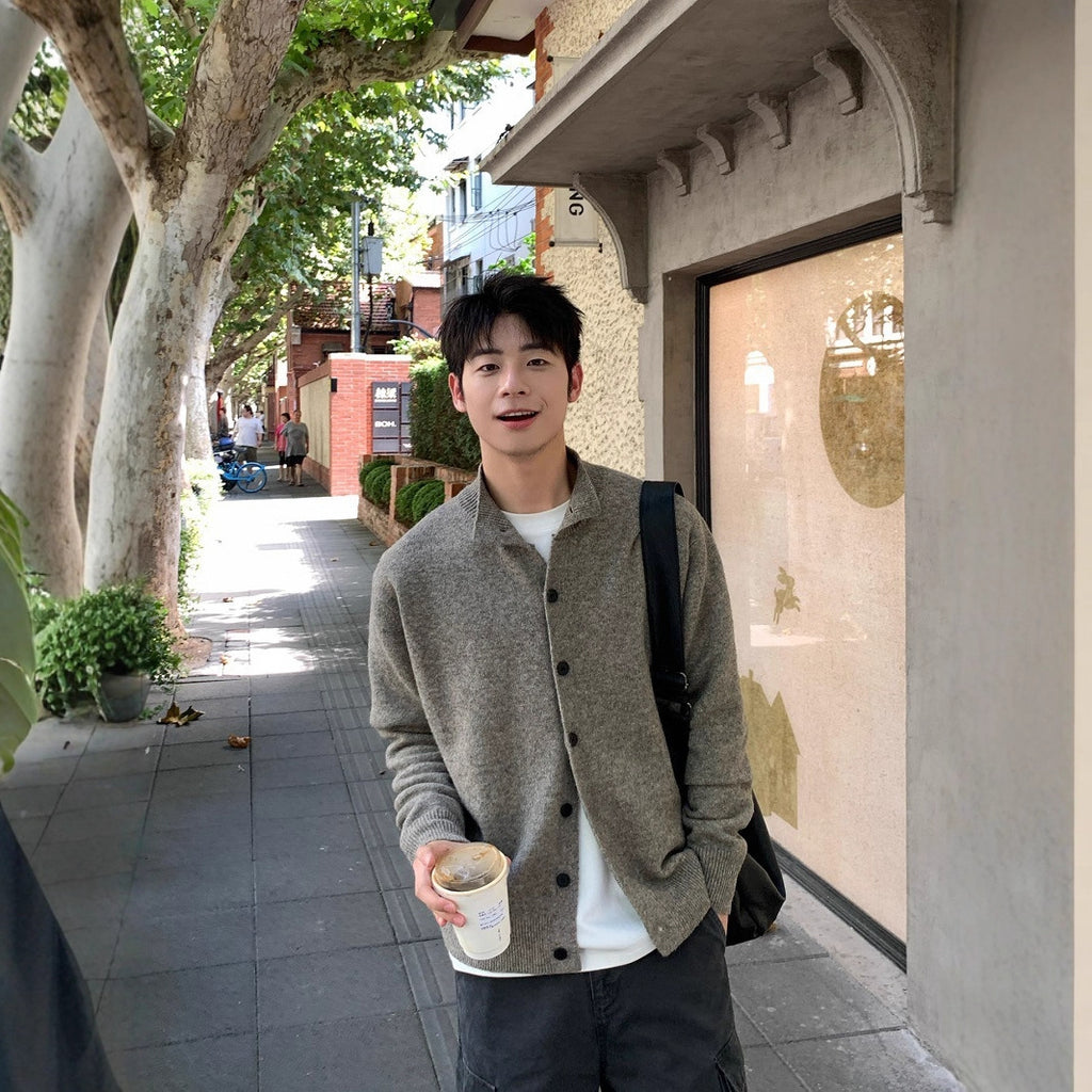 Mens Casual Halfcollar Buttonup Cardigan Sweater