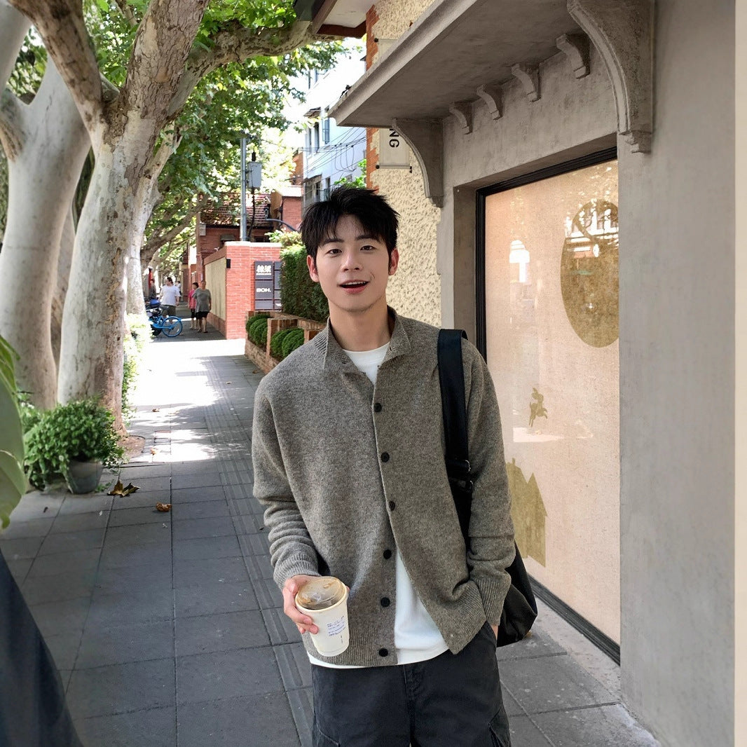 Mens Casual Halfcollar Buttonup Cardigan Sweater