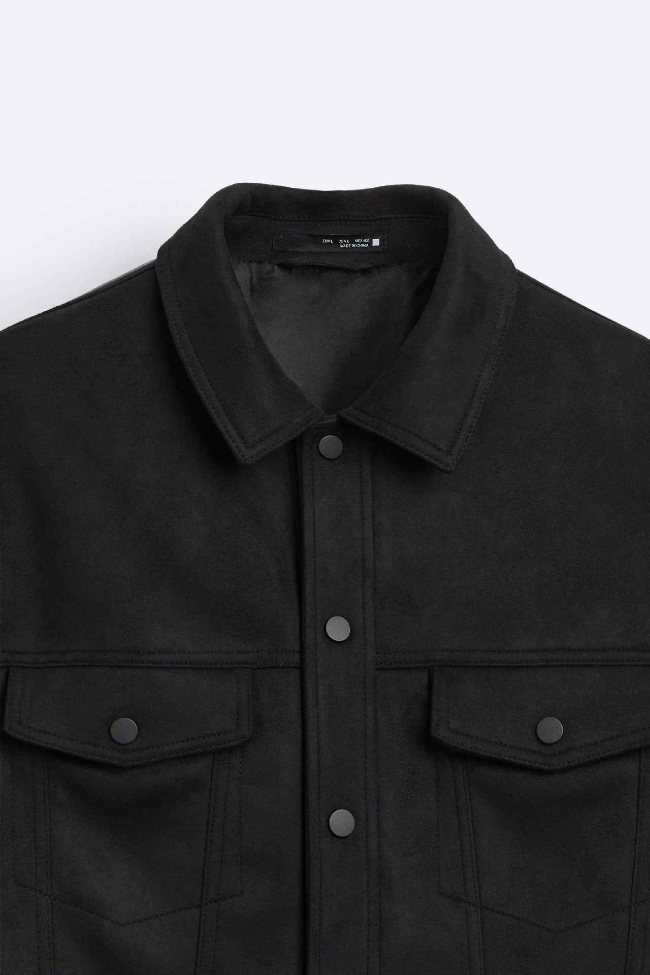 Mens Suede-Effect Lapel Jacket Coat