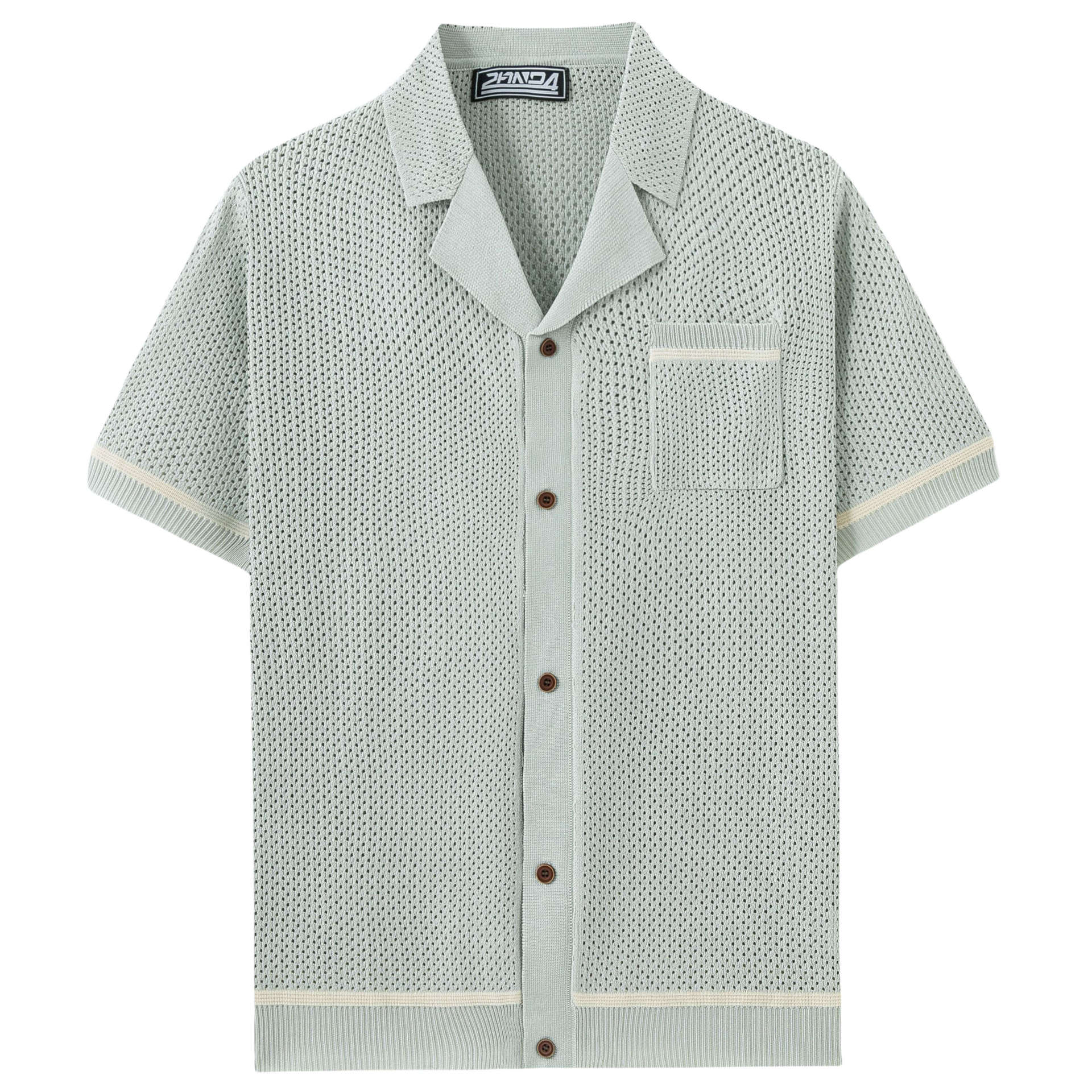 Mens Summer Casual Hollow-Out Knit Top