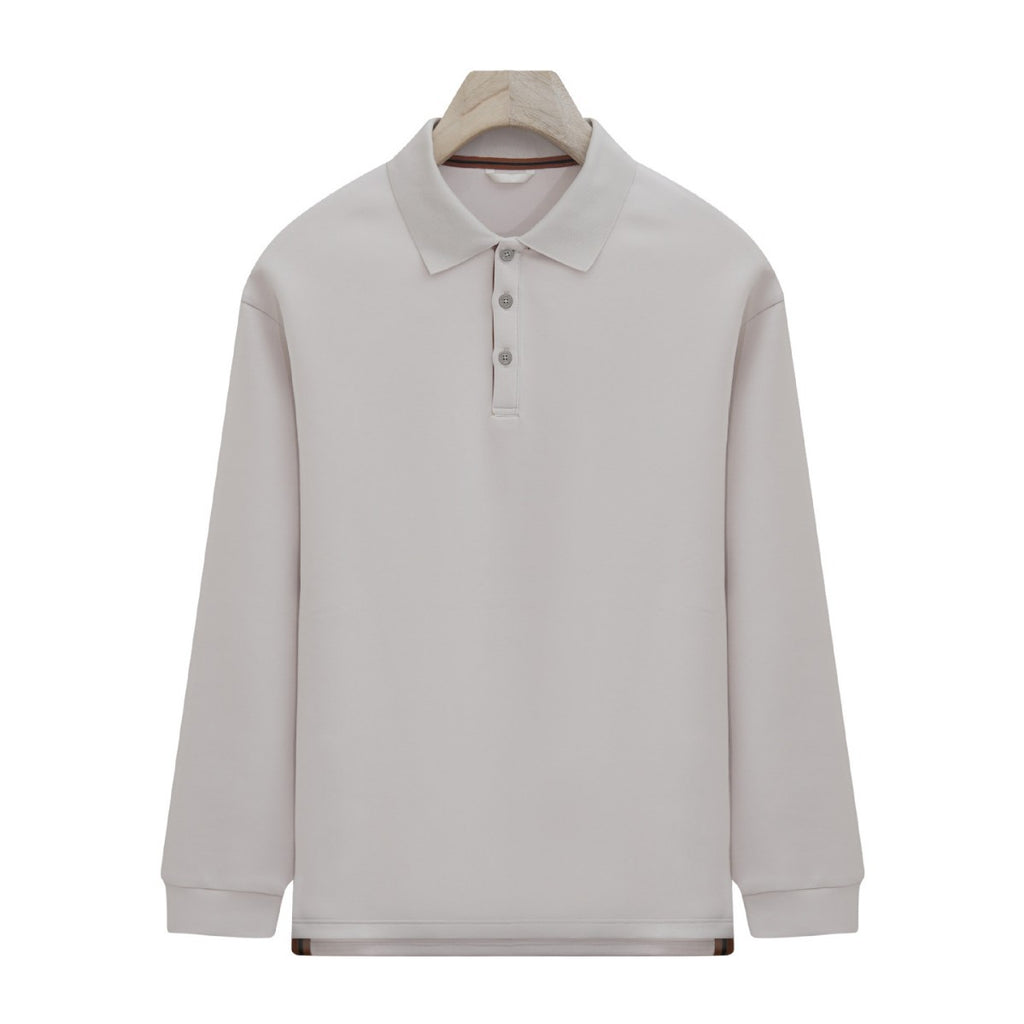 Mens Relaxed-fit Solid-color Casual Long-sleeve Shirt With A Turn-down Collar