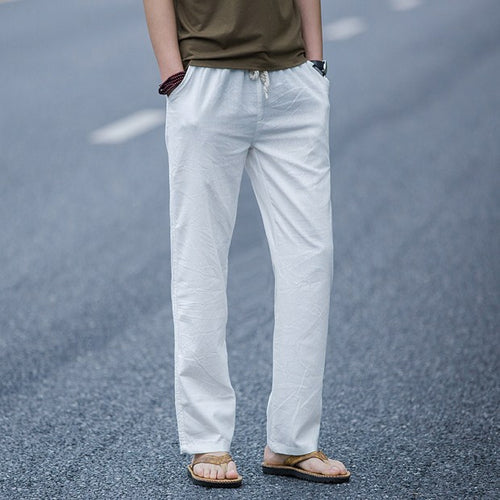 Fashion Casual Cotton And Linen Baggy Pants Men