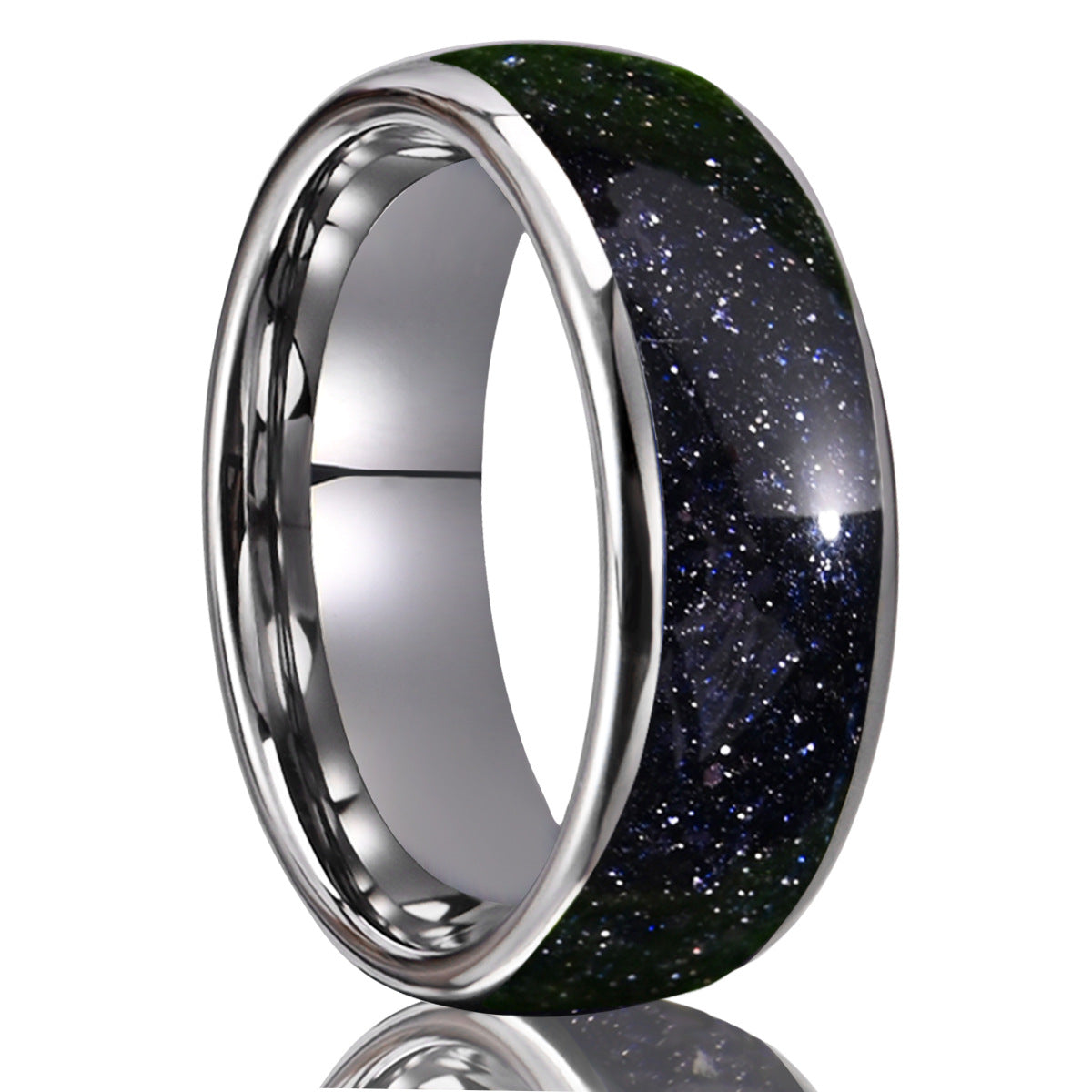 8mm Starry Sky Tungsten Steel Ring Couple